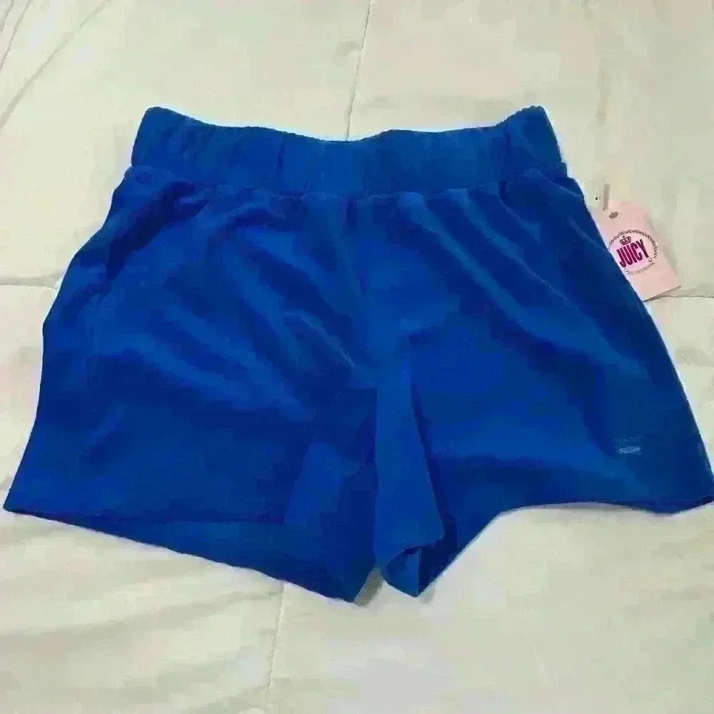 Juicy By Juicy Couture Womens Terry Cloth Blue Splash Pull-On Short M NWT